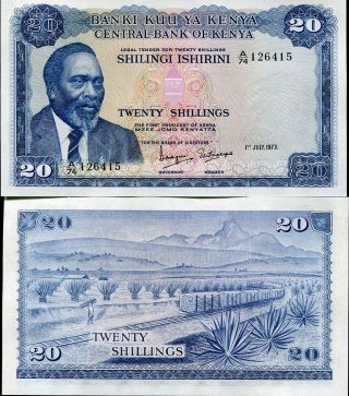 Kenya 20 Shillings 1973 P 8 D Unc