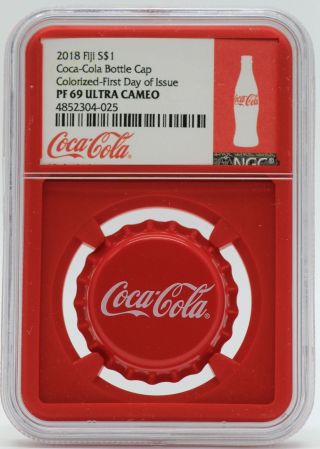2018 Coca - Cola Bottle Cap Coke Silver Coin Ngc Pf69 Certified Fiji $1 - Jc866