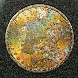 1883 - Cc Morgan Silver Dollar Gsa Very Choice Bu Vibrant Rainbow Toning
