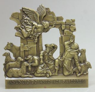 Nativity Scenes/ " Annunciation To The Shepherds " Christmas Cropped Bronze Medal