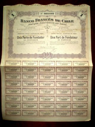 Banco Francés De Chile Share Certificate 1917 G,