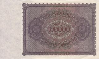 German Rare 100 000 Mark Banknote Reichsbanknote 1923 Inflation Paper Money 2