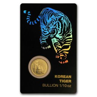 2018 South Korea 1/10 Oz Gold Tiger Bu (in Assay Card)