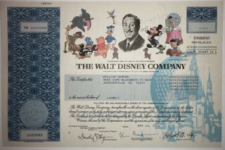 The Walt Disney Company Stock Certificate Share