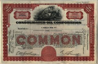 Consolidated Oil Corporation Stock Certificate York Lady Lion Red