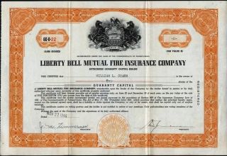 Liberty Bell Mutual Fire Insurance Co Of Philadelphia Stock Certificate