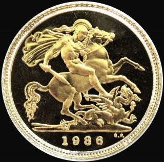 1986 Gold Great Britain 3.  99 Gram Gem Proof 1/2 Sovereign Coin In Capsule