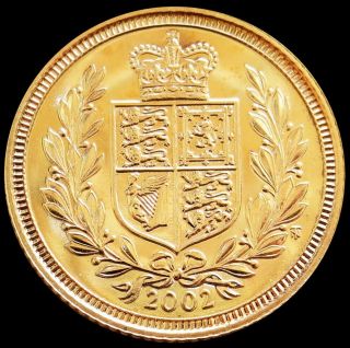 2002 Gold Great Britain 3.  99 Grams 1/2 Sovereign Golden Jubilee Coin State