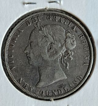 Canada Newfoundland 1899.  925 Sterling Silver Twenty 50 Cents