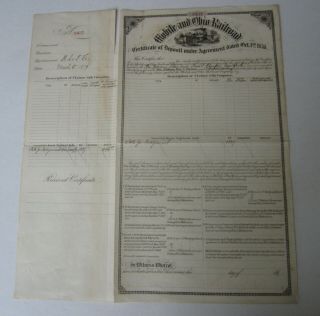 Old 1876 - Mobile And Ohio Railroad - Certificate Of Deposit Bond Certificate