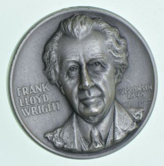 High Relief Frank Lloyd Wright Medallic Arts.  999 Silver Round Medal 25g 458