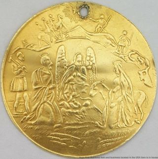 Interesting Vintage 22k Gold Christian Coin Baby Jesus Depiction 3.  9 Grams 32 Mm