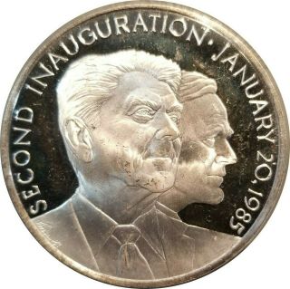 1985 Ronald Reagan & George Bush 2nd Inauguration Medal,  0.  999 Silver,  1.  2 Ozt