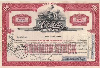 Stock Certificate Childs Company 1950s (coney Island Restaurant) York State