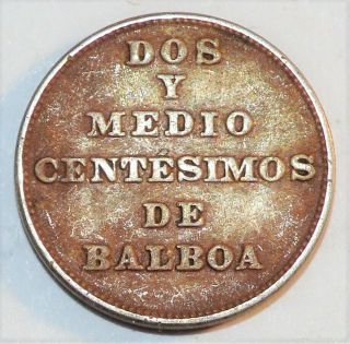 1940 BALBOA vintage PANAMA world DOS Y MEDIO coin SHARP ONE - YEAR TYPE COIN 2