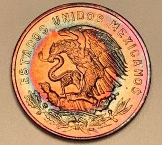 1965 - Mo Mexican 20 Veinte Centavos Bu Unc Rainbow Color Toned Gem 53