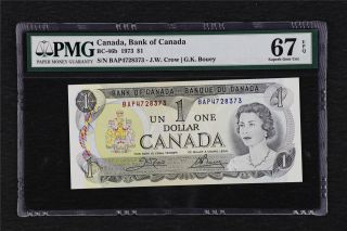 1973 Canada Bank Of Canada Bc - 46b 1 Dollars Pmg 67 Epq Gem Unc