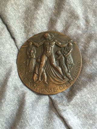 1962 First National City Bank 125th Anniversary Medal By Monjo Bronze 77mm Maco