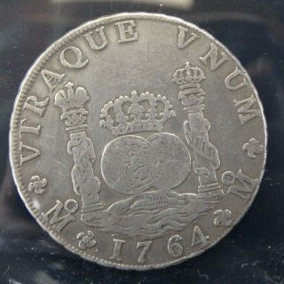 1764 Mo Mf Spanish Silver 8 Reales Pillar Coin Colonial Era
