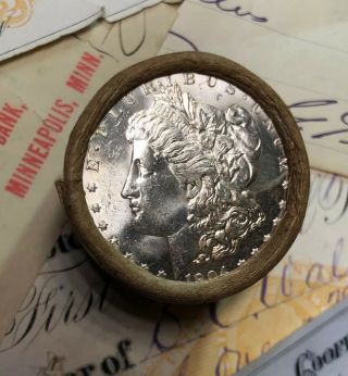 (one) Uncirculated $10 Silver Dollar Roll 1904 And 1890 Morgan Dollar Ends