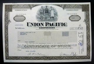 {bjstamps} Union Pacific Corporation Stock Certificate Largest U.  S.  Railroad