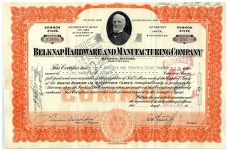 Belknap Hardware And Manufacturing Company Stock Certificate 250 Shares