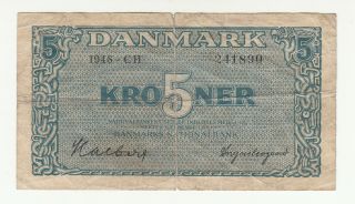 Denmark 5 Kroner 1948 Circ.  P35e @