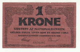 Denmark 1 Krone 1914 Circ.  P11 @