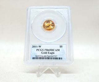 2011 W American Eagle 1/10 Oz Gold Coin $5 Five Us Dollars Bullion Pcgs Pr69dcam