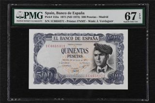 1971 Spain Banco De Espana 500 Pesetas Pick 153a Pmg 67 Epq Gem Unc