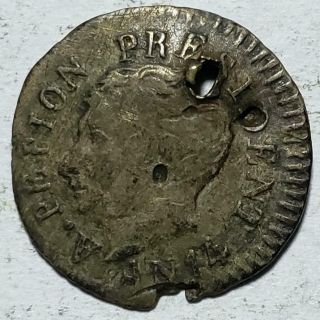 Haiti,  12 Centimes,  An 14 (1817),  Very Good Details,  Holed/damaged,  Silver