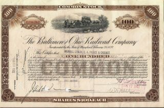 Stock Certificate Baltimore Ohio Railroad Company,  1940 Broker Merrill Lynch