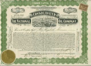 1902 National Consolidated Oil Company West Virginia Stock Certificate