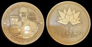 James Naismith Inventor Of Basketball Canada 150 Medal Gold Plate Only 50 Made
