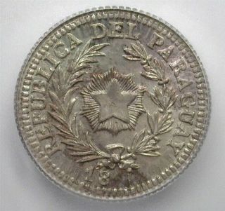 Paraguay 18xx Silver 20 Cents On Argentina 20c - Pattern Die - Icg Ms65 Km 27