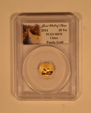 2014 China 20 Yuan Panda Gold Coin Pcgs Graded Ms70