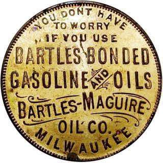 Pre 1933 Milwaukee Wisconsin Good Luck Swastika Token Bartles Maguire Gas & Oil