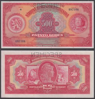 Czechoslovakia 500 Korun 1929 Unc Crisp Banknote Specimen Banknote P - 24s
