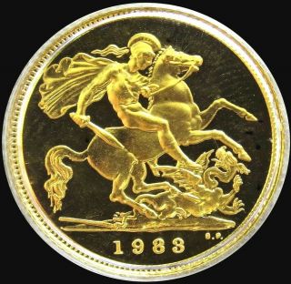 1983 Gold Great Britain 3.  99 Grams Proof 1/2 Sovereign Coin In Capsule