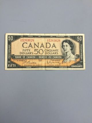 1954 - Canadian Fifty Dollar Bill Circulated Bh 5263628