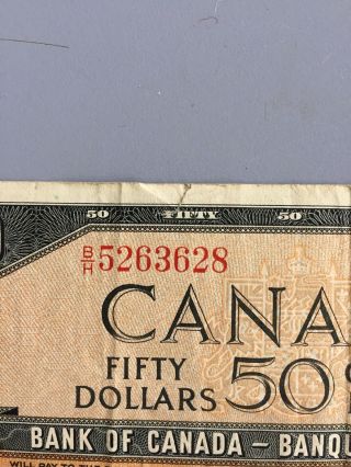 1954 - Canadian Fifty dollar bill Circulated BH 5263628 4