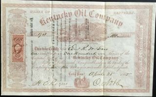 Kentucky Oil Company Stock 1865 Issued In Erie,  Pa.  Venango County,  Pa Oil & Gas