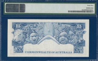 AUSTRALIA 5 Pounds ND (1960 - 65) P35a PMG 45 choice X/F Commonwealth Franklin 2