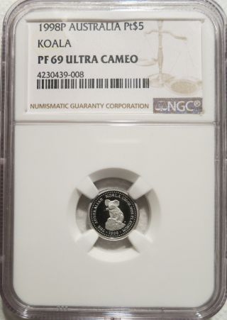 1998 P Australia 1/20 Oz.  Platinum $5 Koala Ngc Pf 69 Ultra Cameo