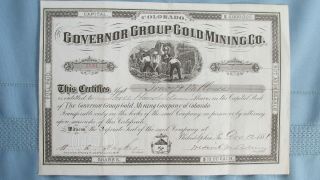 1881 Boulder County Colorado Governor Group Gold Mine Stcck - Uncancelled - Issued