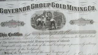 1881 Boulder County Colorado Governor Group Gold Mine Stcck - Uncancelled - Issued 2