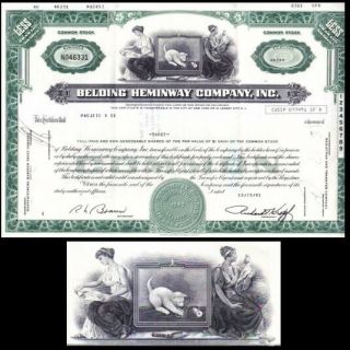 Belding Heminway Company Inc 1981 Stock Certificate