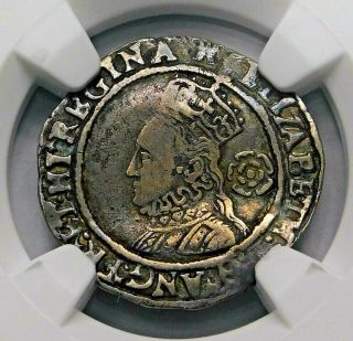 Ngc Vf 30.  Tudor.  Elizabeth I.  Threepence 1570.  England.  Silver Coin.