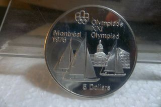 Canada Silver 5 Dollars 1976 Montreal Olympics Proof,  Sailboats