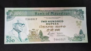 Bank Of Mauritius,  200 Rupees 1985,  Unc